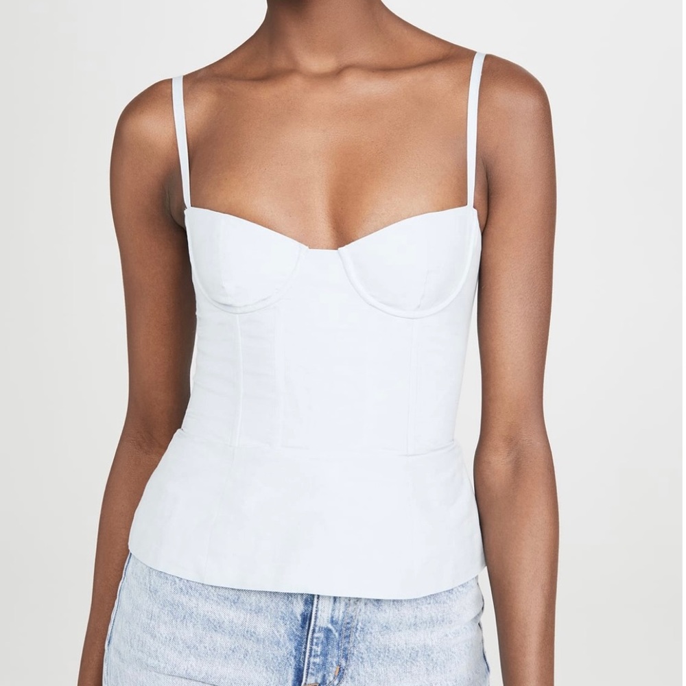 Brock Collection Quip cotton and linen bustier top in light blue size 4